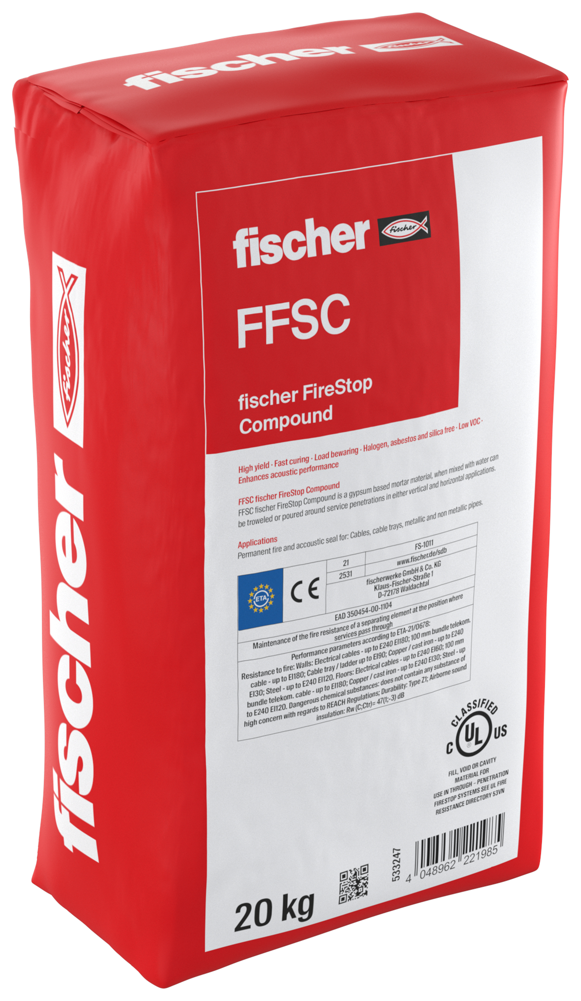Fischer Protipožární malta FFSC/20 kg