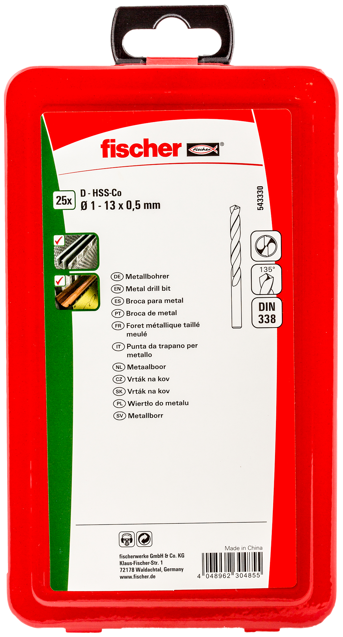 Sada kobaltových vrtáků do kovu fischer HSS-Co 1-13 mm (19 ks)