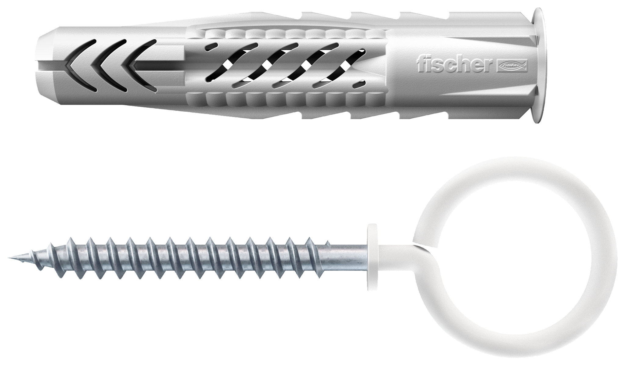 Hmoždinka plast UX 8x50 OH N s límečkem a bílým lakovaným okem se závitem