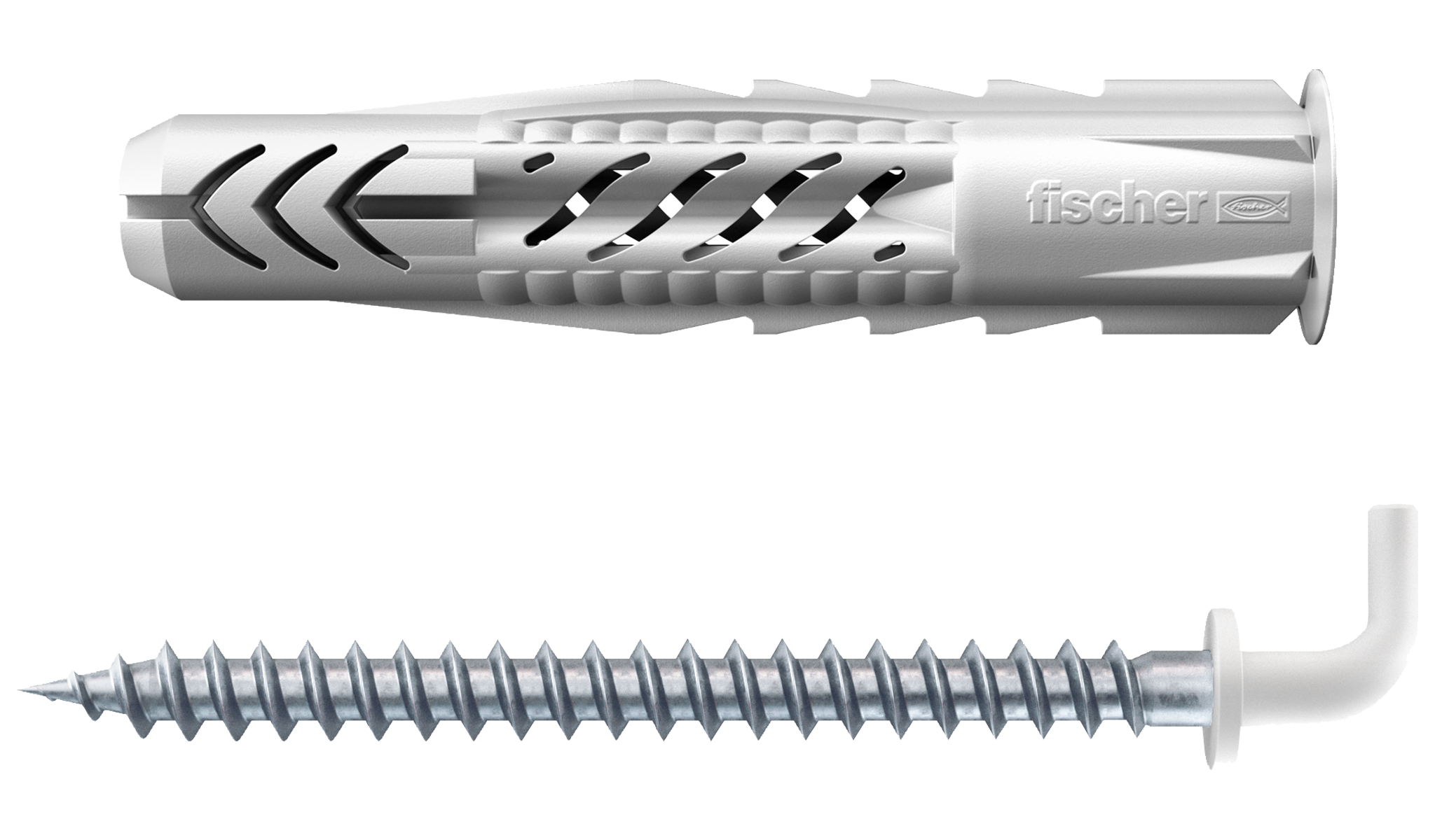 Hmoždinka plast UX 8x50 WH N s límečkem a bílou lakovanou závitovou skobou