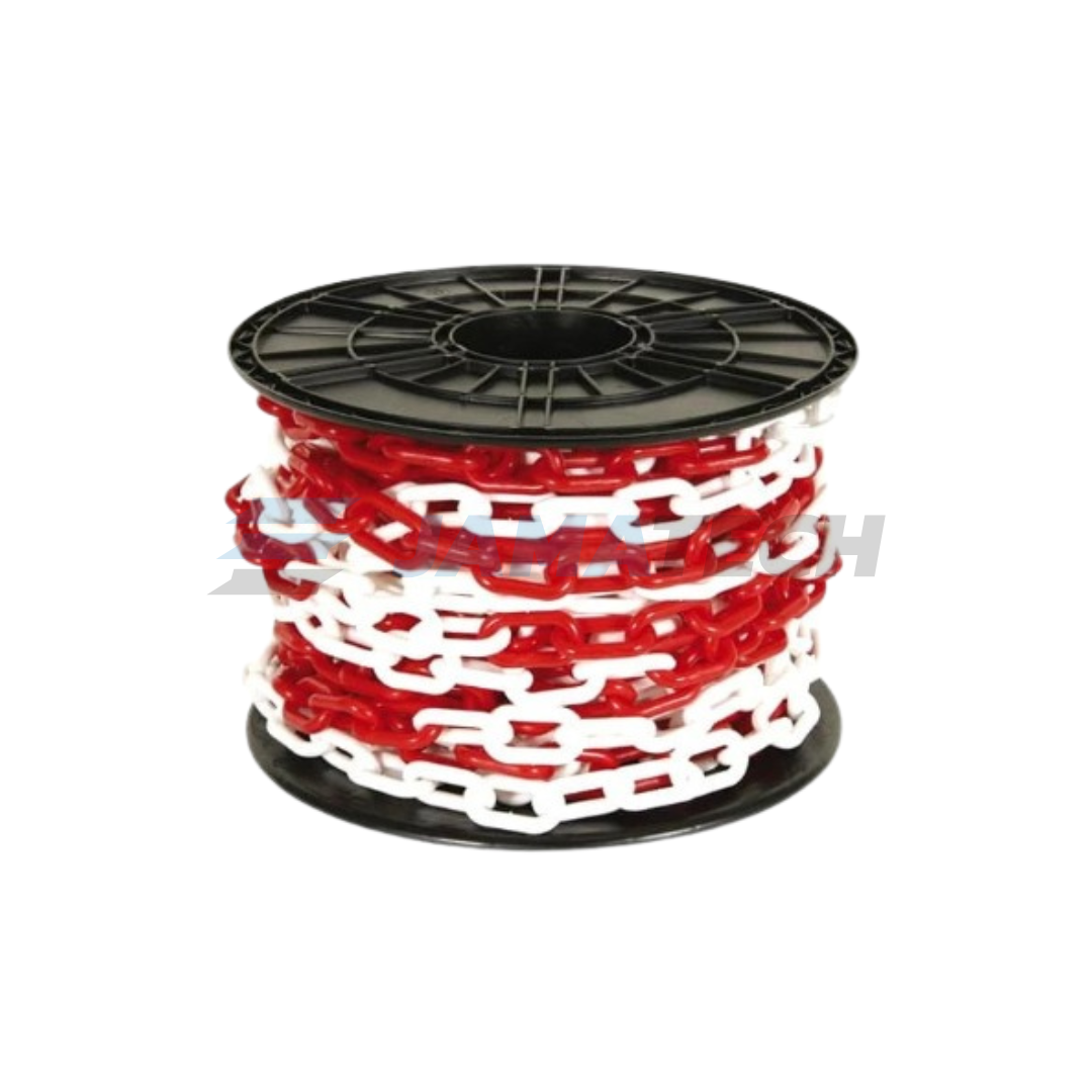 Řetěz plast 6mm červeno-bílý svazek 30m